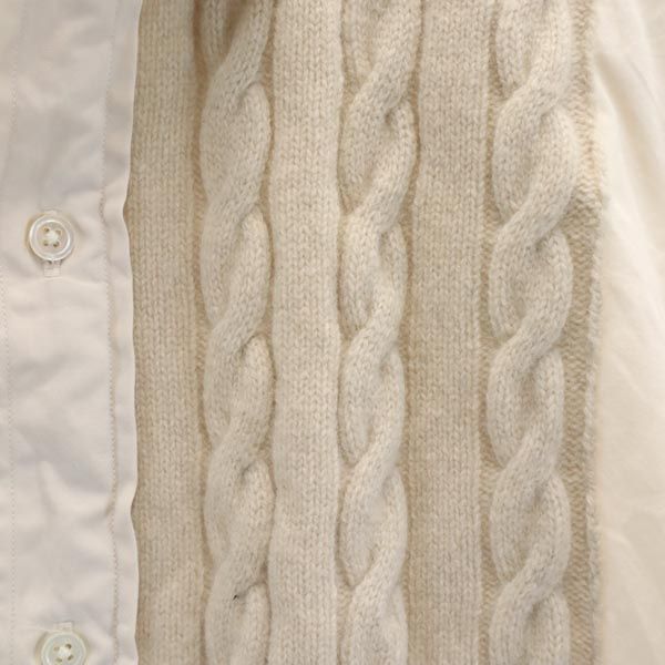 Scye サイ 日本製 ウールブレンド ニット切り替え 長袖 ニット切替 シャツ 36 ベージュ系 レディース