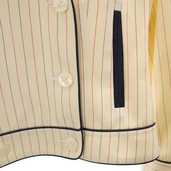 Rene ルネ 日本製 ストライプ柄 テーラードジャケット 36 ベージュ×赤×青 レディース