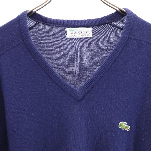 LACOSTE ラコステ 長袖 Vネック セーター ネイビー系 ニット メンズ