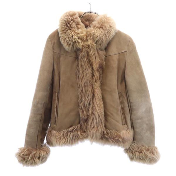 OLD オールド 90s レザージャケット 9 ベージュ 裏ボアファー レディース