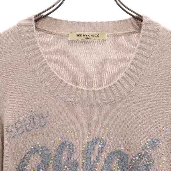 シーバイクロエ イタリア製 ロゴ 長袖 ニット 38 ピンク系 SEE BY CHLOE セーター レディース