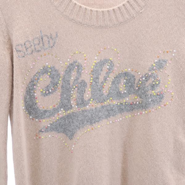 シーバイクロエ イタリア製 ロゴ 長袖 ニット 38 ピンク系 SEE BY CHLOE セーター レディース
