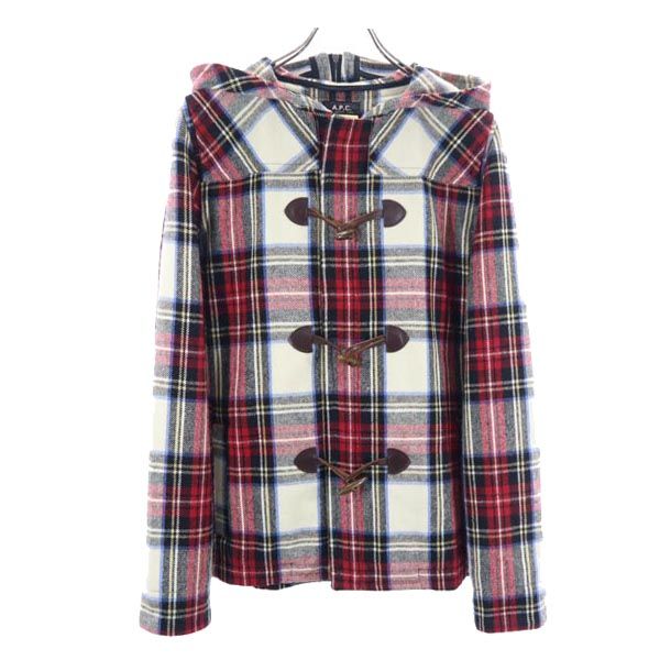 A.P.C. アーペーセー チェック柄 ジャケット S 赤×白×黒 フード付 レディース