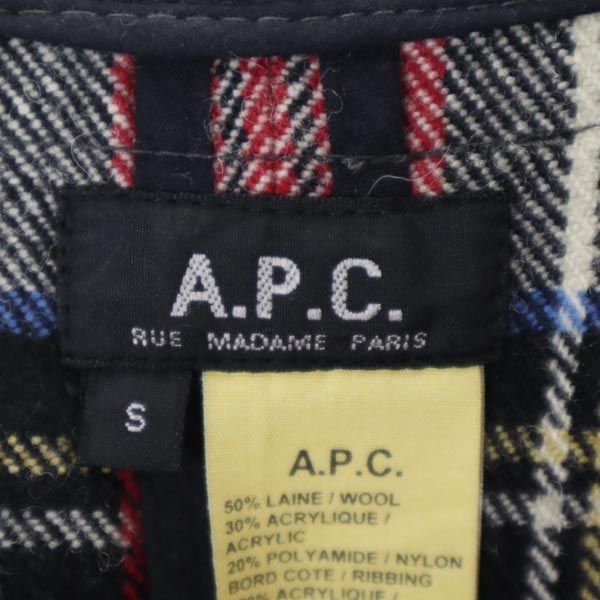 A.P.C. アーペーセー チェック柄 ジャケット S 赤×白×黒 フード付 レディース
