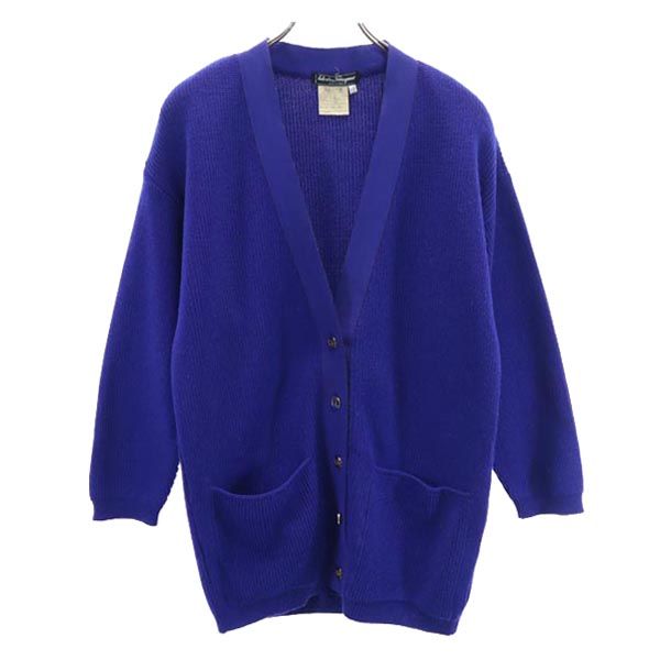 Salvatore Ferragamo サルヴァトーレフェラガモ イタリア製 ウール 長袖 ニットカーディガン XS 青系 レディース