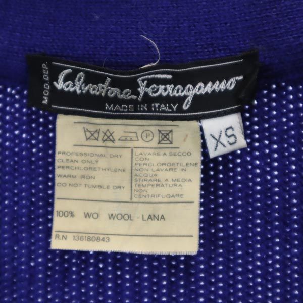 Salvatore Ferragamo サルヴァトーレフェラガモ イタリア製 ウール 長袖 ニットカーディガン XS 青系 レディース