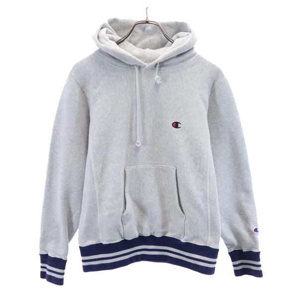 Champion チャンピオン 青単 復刻 ロゴ刺繍 長袖 リバースウィーブ スウェットパーカー S グレー系 プルオーバー トレーナー 裏起毛 メンズ