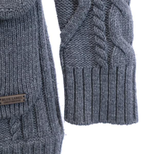 ブルーレーベルクレストブリッジ ニットジャケット 38 グレー BLUE LABEL CRESTBRIDGE フード付 レディース