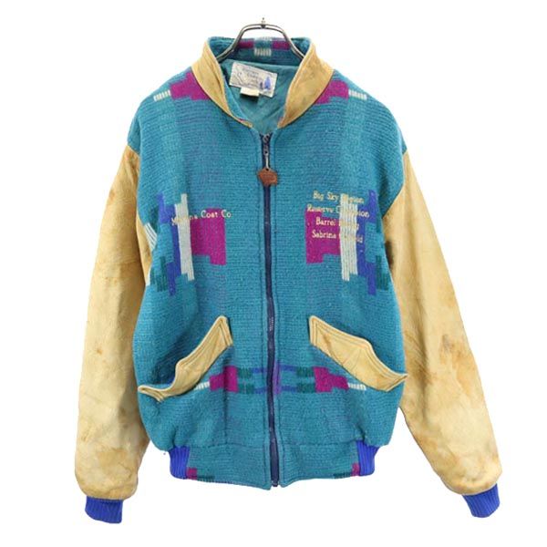 Montana Coat by Amber 90s オールド レザー切替 ニット ジャケット M 本革 本皮 メンズ