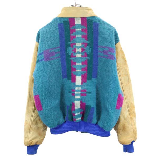Montana Coat by Amber 90s オールド レザー切替 ニット ジャケット M 本革 本皮 メンズ