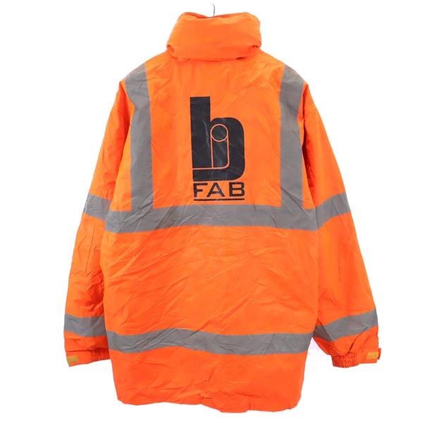 FAB バックロゴプリント ジャケット L オレンジ系 フード コート 裏キルティング メンズ