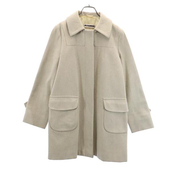 JIL SANDER ジルサンダー イタリア製 カシミヤウールブレンド ハーフ コート 34 ベージュ系 レディース