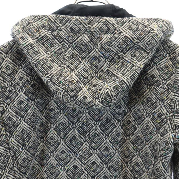 SEE BY CHLOE シーバイクロエ ウールブレンド 総柄 ピーコート 40 黒系 フーディー レディース