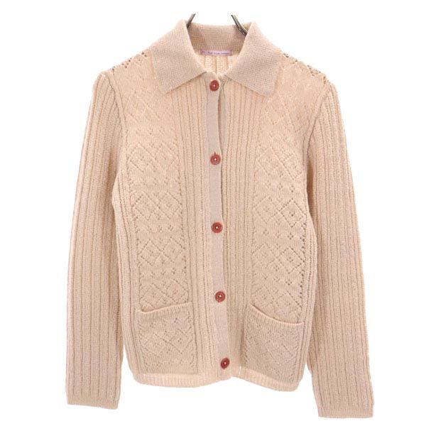 Paul Smith ポールスミス 透かし編み 長袖 アンサンブル M ベージュ 透かし編み カーディガン ノースリーブニット レディース