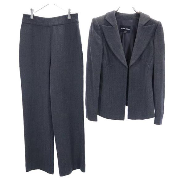 GIORGIO ARMANI ジョルジオアルマーニ イタリア製 パンツスーツ 上下 セットアップ 36 ダークグレー テーラードジャケット レディース