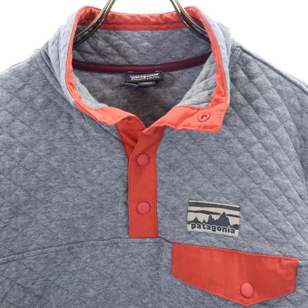 patagonia パタゴニア 長袖 キルティング トレーナー M グレー系 アウトドア プルオーバー ハーフボタン レディース