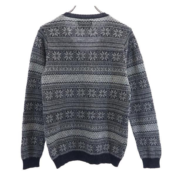 LOUNGE LIZARD ラウンジリザード 日本製 ウール 総柄 長袖 Vネック ニット 2 グレー系 セーター メンズ