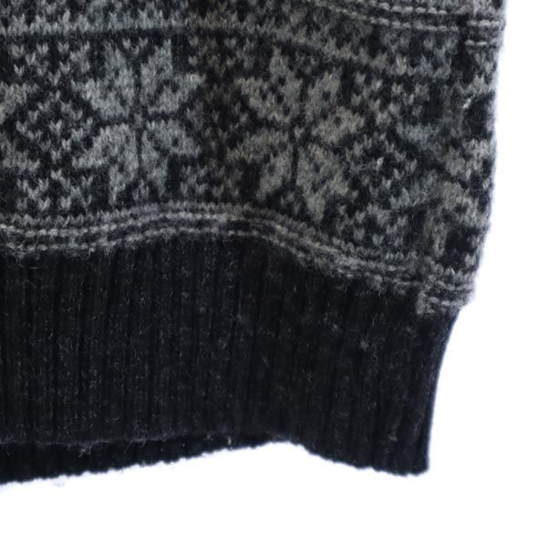 LOUNGE LIZARD ラウンジリザード 日本製 ウール 総柄 長袖 Vネック ニット 2 グレー系 セーター メンズ