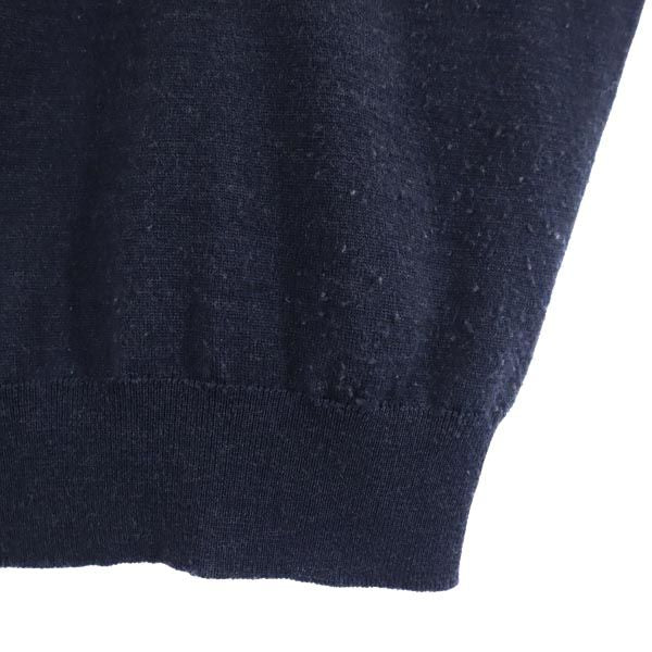 JOHN SMEDLEY ジョンスメドレー 英国製 ウール 長袖 セーター S ネイビー系 ニット レディース