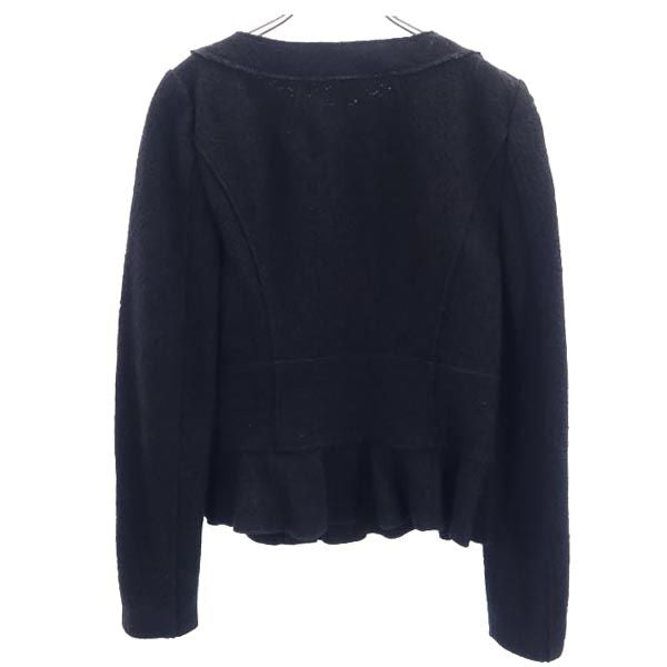 ARMANI アルマーニ イタリア製 ノーカラー ウールジャケット 44 ブラック レディース