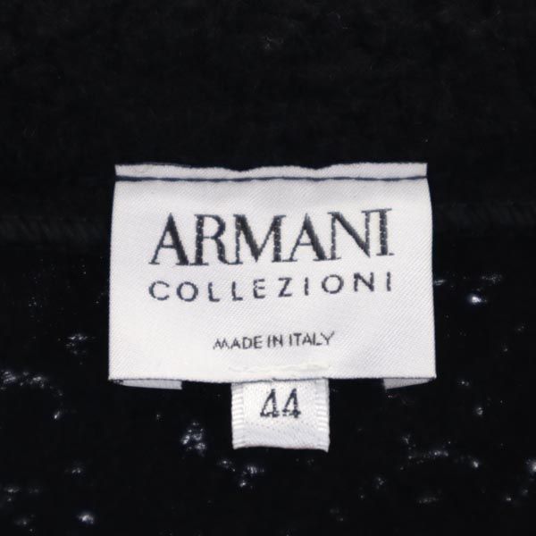 ARMANI アルマーニ イタリア製 ノーカラー ウールジャケット 44 ブラック レディース