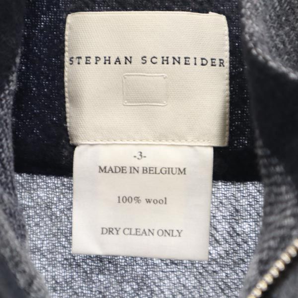 STEPHAN SCHNEIDER ステファンシュナイダー チェック柄 スタンドカラー ウールジャケット 3 グレー系 メンズ