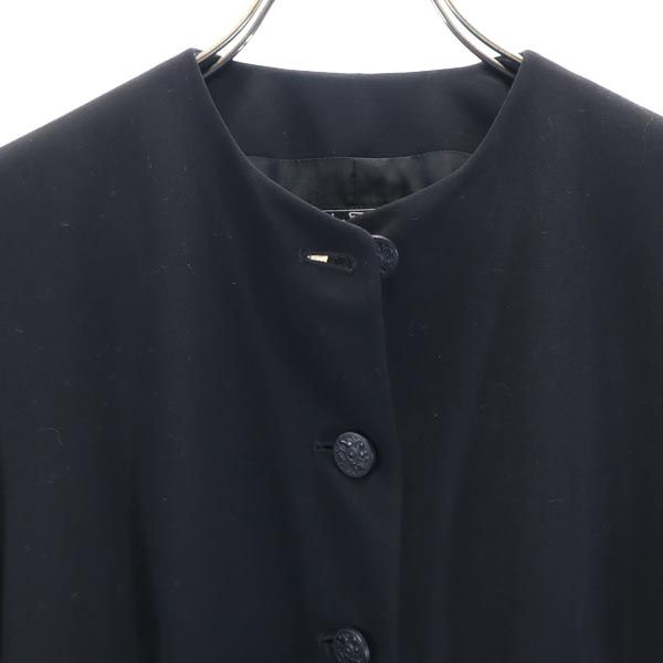 Salvatore Ferragamo サルヴァトーレフェラガモ イタリア製 ウール ノーカラージャケット 40 ブラック系 レディース