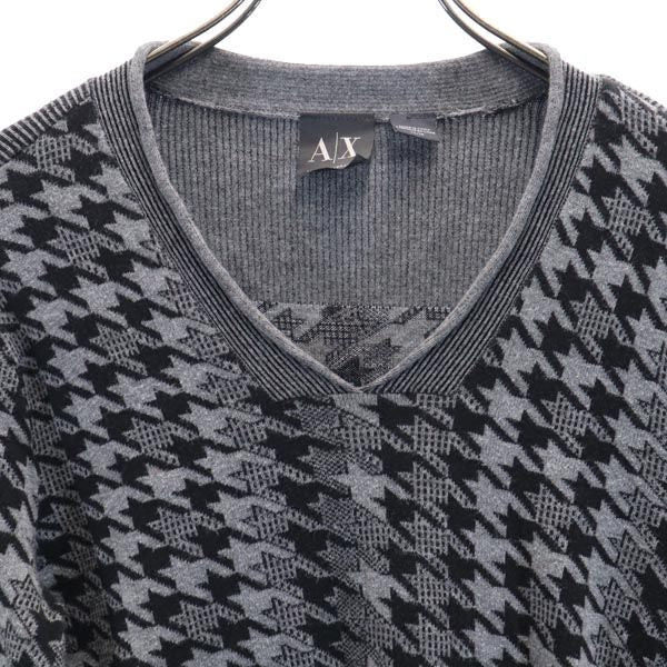 ARMANI EXCHANGE アルマーニエクスチェンジ 千鳥格子 長袖 コットン ニット XS グレー系 セーター レディース
