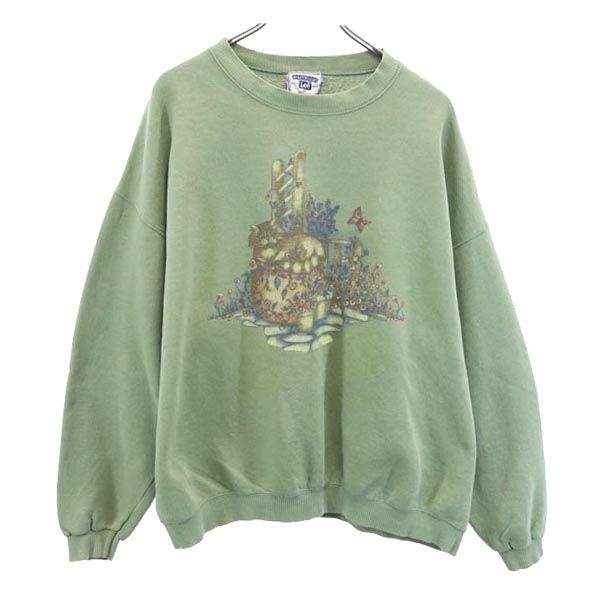 Lee リー 90s オールド USA製 ヘビーウエイト 長袖 スウェット トレーナー XL 緑系 メンズ