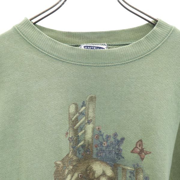 Lee リー 90s オールド USA製 ヘビーウエイト 長袖 スウェット トレーナー XL 緑系 メンズ