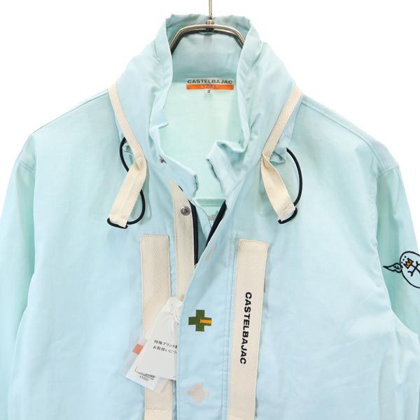 JC de CASTELBAJAC カステルバジャック リネンブレンド バックプリント ジップジャケット 2 ブルー系 メンズ