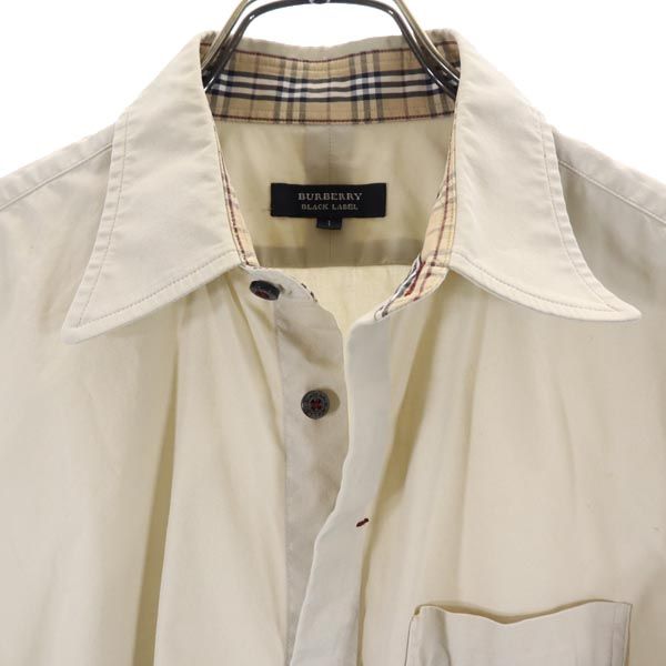 BURBERRY BLACK LABEL バーバリーブラックレーベル 三陽商会 長袖 シャツ 1 ベージュ系 ロゴ刺_ メンズ