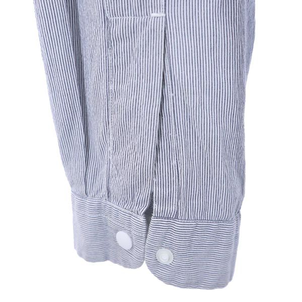 YAECA ヤエカ 日本製 ストライプ 長袖 チュニック M グレー系 シャツ レディース