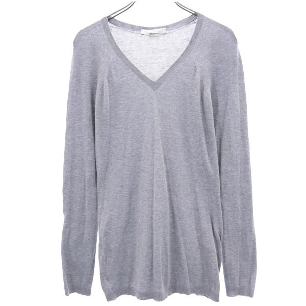 JOHN SMEDLEY ジョンスメドレー 英国製 長袖 Vネック セーター S グレー系 薄手 ニット レディース