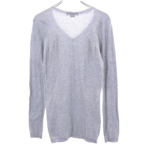 JOHN SMEDLEY ジョンスメドレー 英国製 長袖 Vネック セーター S グレー系 薄手 ニット レディース