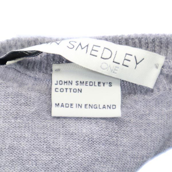 JOHN SMEDLEY ジョンスメドレー 英国製 長袖 Vネック セーター S グレー系 薄手 ニット レディース