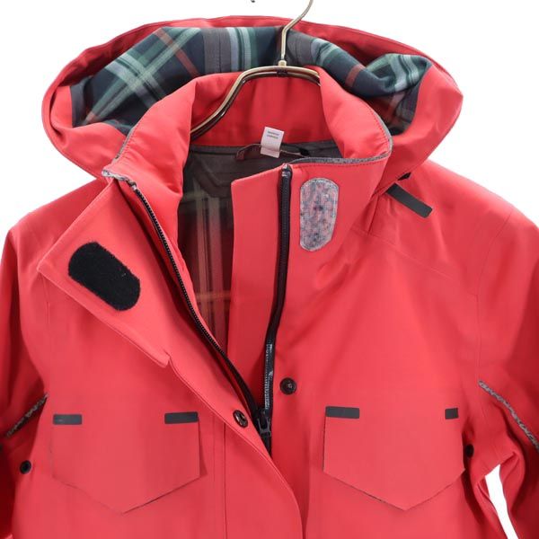 adidas アディダス マウンテンパーカー XS 赤 ブロックテックパーカー レディース