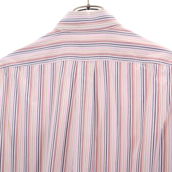 LANVIN ランバン 日本製 ストライプ 長袖 ボタンダウンシャツ ピンク系 メンズ
