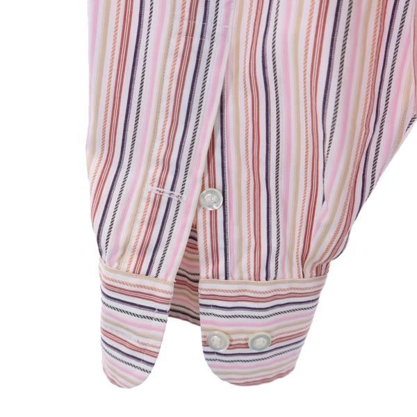 LANVIN ランバン 日本製 ストライプ 長袖 ボタンダウンシャツ ピンク系 メンズ