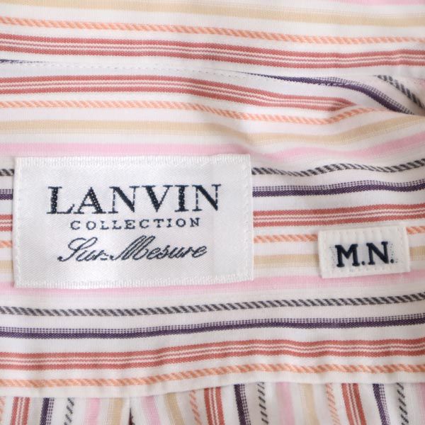 LANVIN ランバン 日本製 ストライプ 長袖 ボタンダウンシャツ ピンク系 メンズ