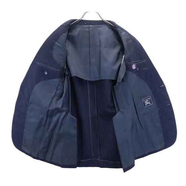 Burberrys バーバリーズ 90s ストライプ柄 ベスト付 テーラードジャケット 紺 メンズ