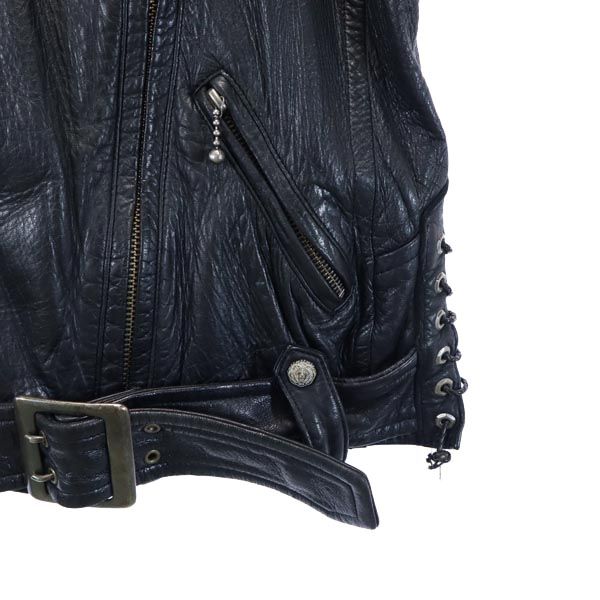 chikako レザー ライダースジャケット 黒 レディース