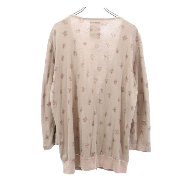 SHAREEF シャリーフ 日本製 ロゴ 総柄 長袖 カットソー 2 茶系 Vネック カーディガン メンズ