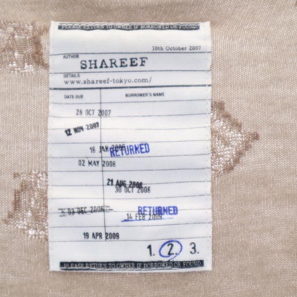 SHAREEF シャリーフ 日本製 ロゴ 総柄 長袖 カットソー 2 茶系 Vネック カーディガン メンズ
