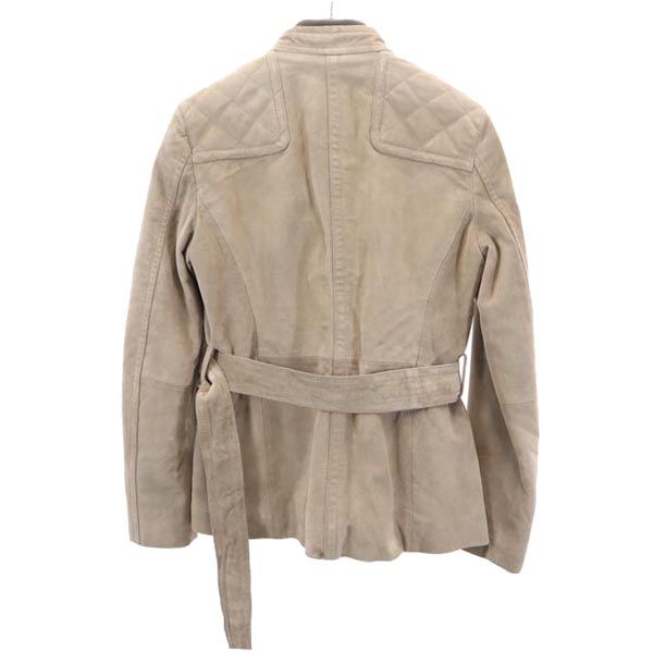 COACH コーチ 牛革 スエード レザージャケット XS ベージュ系 収納カバー付き 本皮 レディース