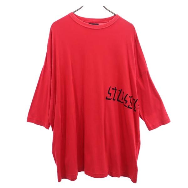 STUSSY ステューシー 日本製 半袖 Tシャツ S レッド系 オーバーサイズ ロンT メンズ