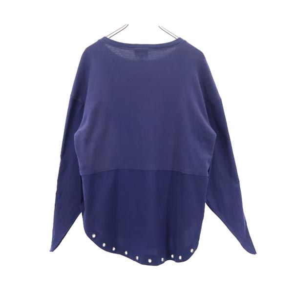 LANVIN ランバン 日本製 長袖 切替デザイン Tシャツ 40 ネイビー ロンT メンズ