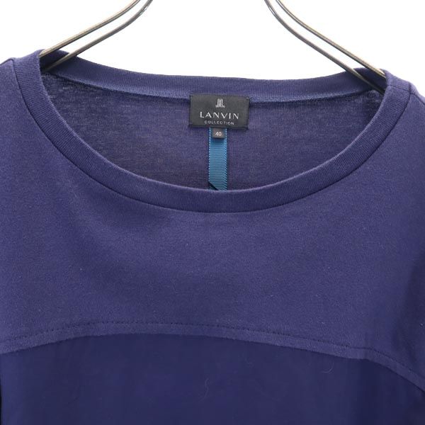 LANVIN ランバン 日本製 長袖 切替デザイン Tシャツ 40 ネイビー ロンT メンズ