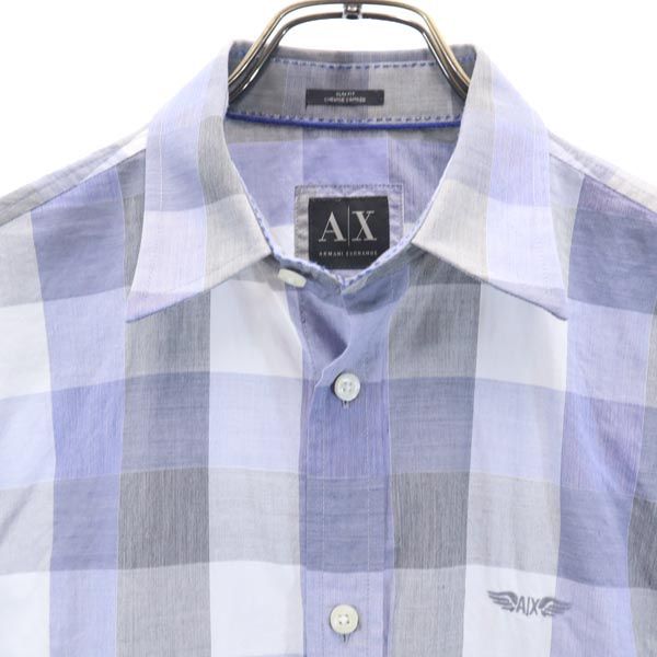 ARMANI EXCHANGE アルマーニエクスチェンジ チェック 長袖 シャツ S ブルー系 メンズ