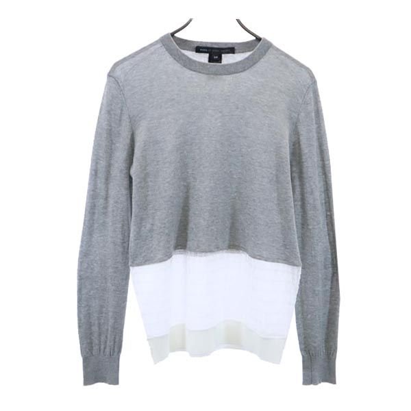 MARC BY MARC JACOBS マークバイマークジェイコブス 長袖 コットン ニット S グレー系 メッシュ切替 セーター レディース